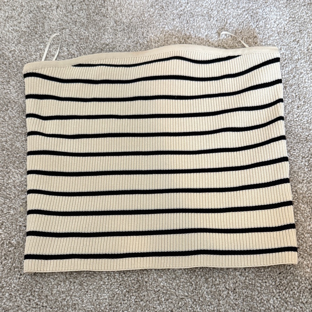 Striped Knit Top - Cream & Black
